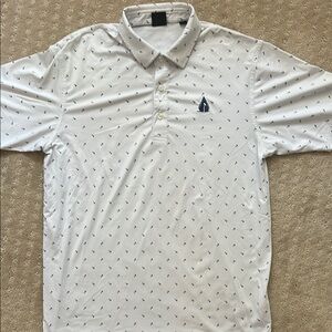 White and Blue Polo Shirt with Short Sleeves